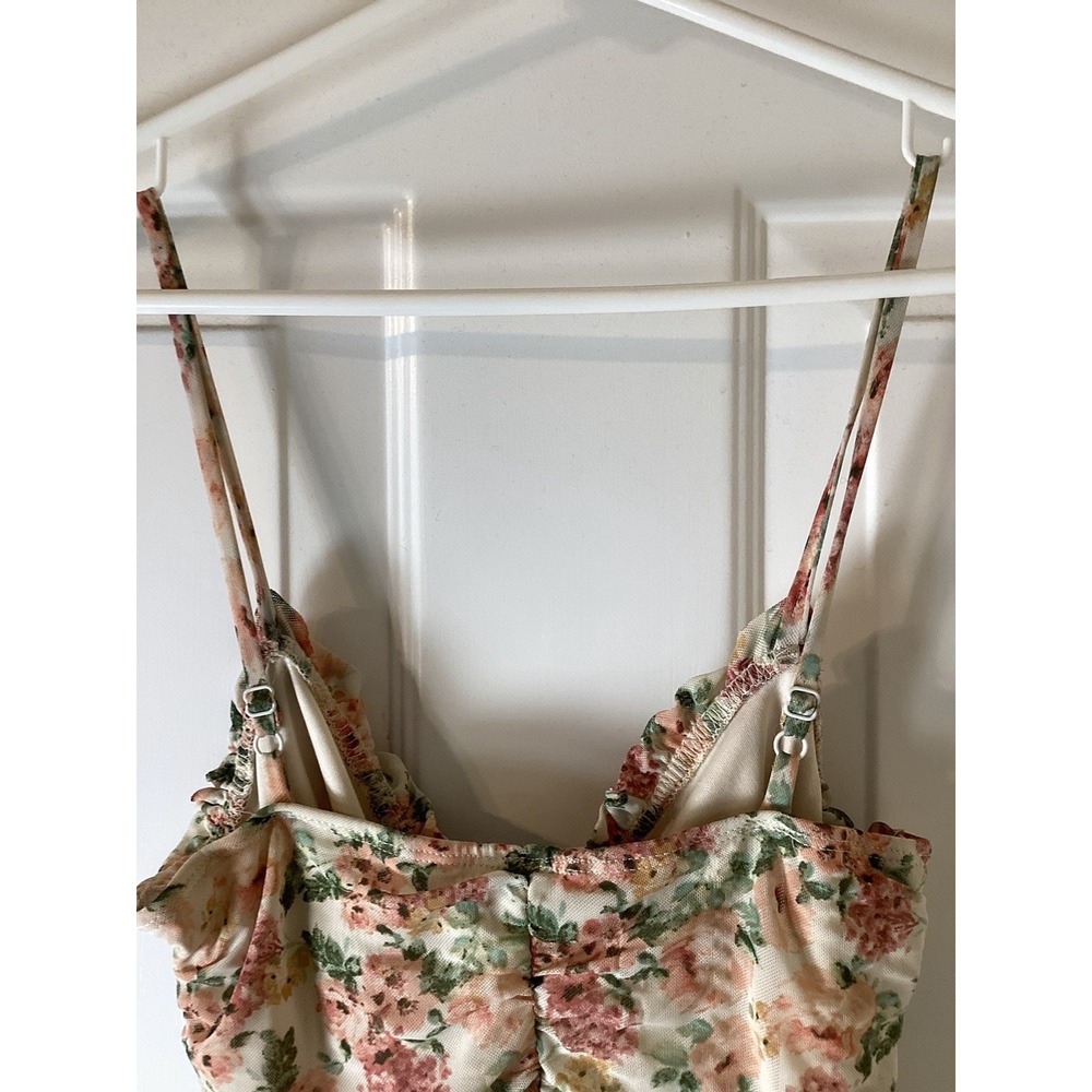 Coquette Y2K Cottagecore XS Floral sweetheart Babydoll Ruched Bodycon Dress - Picture 7 of 9